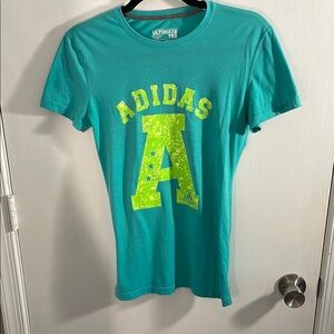 Adidas Turquoise Tee with Lime Graphic
